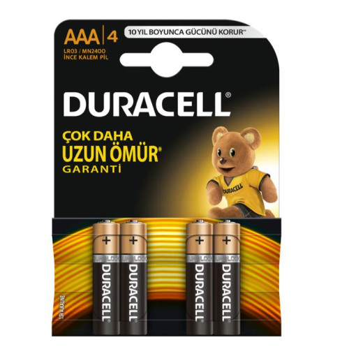 Duracell 1.5 Volt AAA 4'Lü Paket Pil